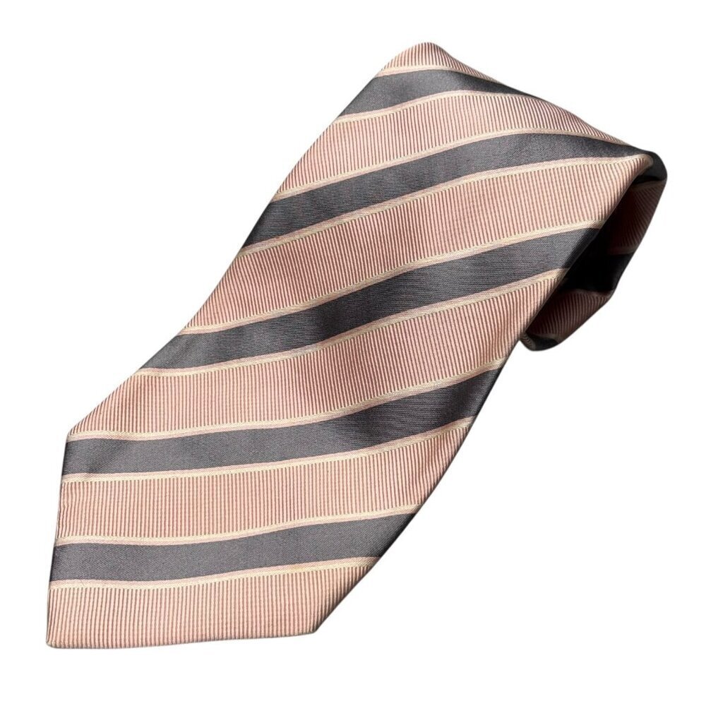 Stefano Ricci Tie Made in Italy Pink / Grey Striped 100% Silk Woven 4.5"